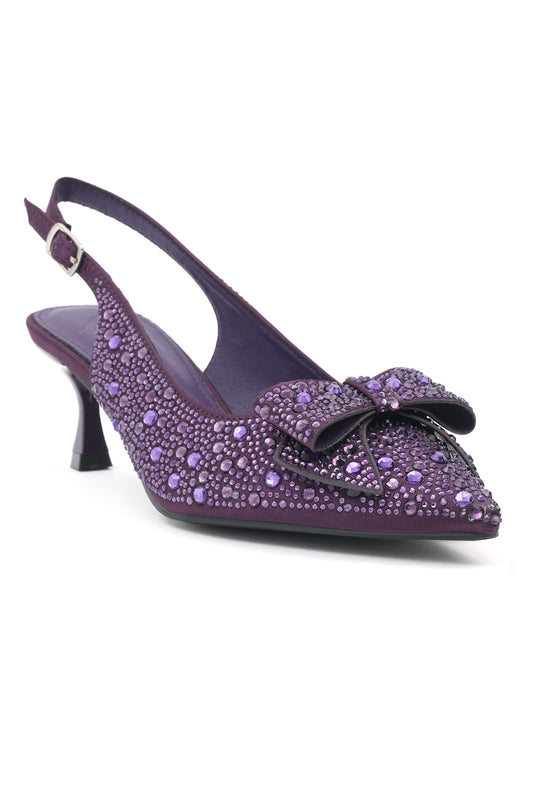 EMBELLISHED SLINGBACK HEELS-PURPLE