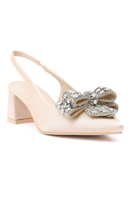 ELEGANT SLINGBACK BLOCK HEELS-BEIGE