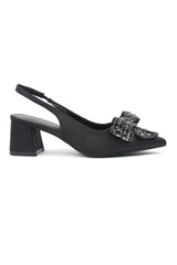 ELEGANT SLINGBACK BLOCK HEELS-BLACK