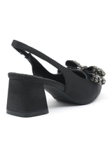 ELEGANT SLINGBACK BLOCK HEELS-BLACK