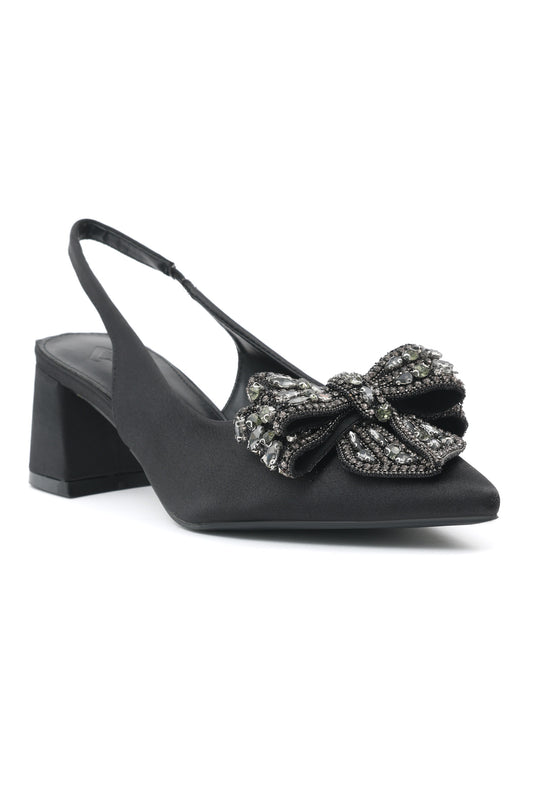 ELEGANT SLINGBACK BLOCK HEELS-BLACK