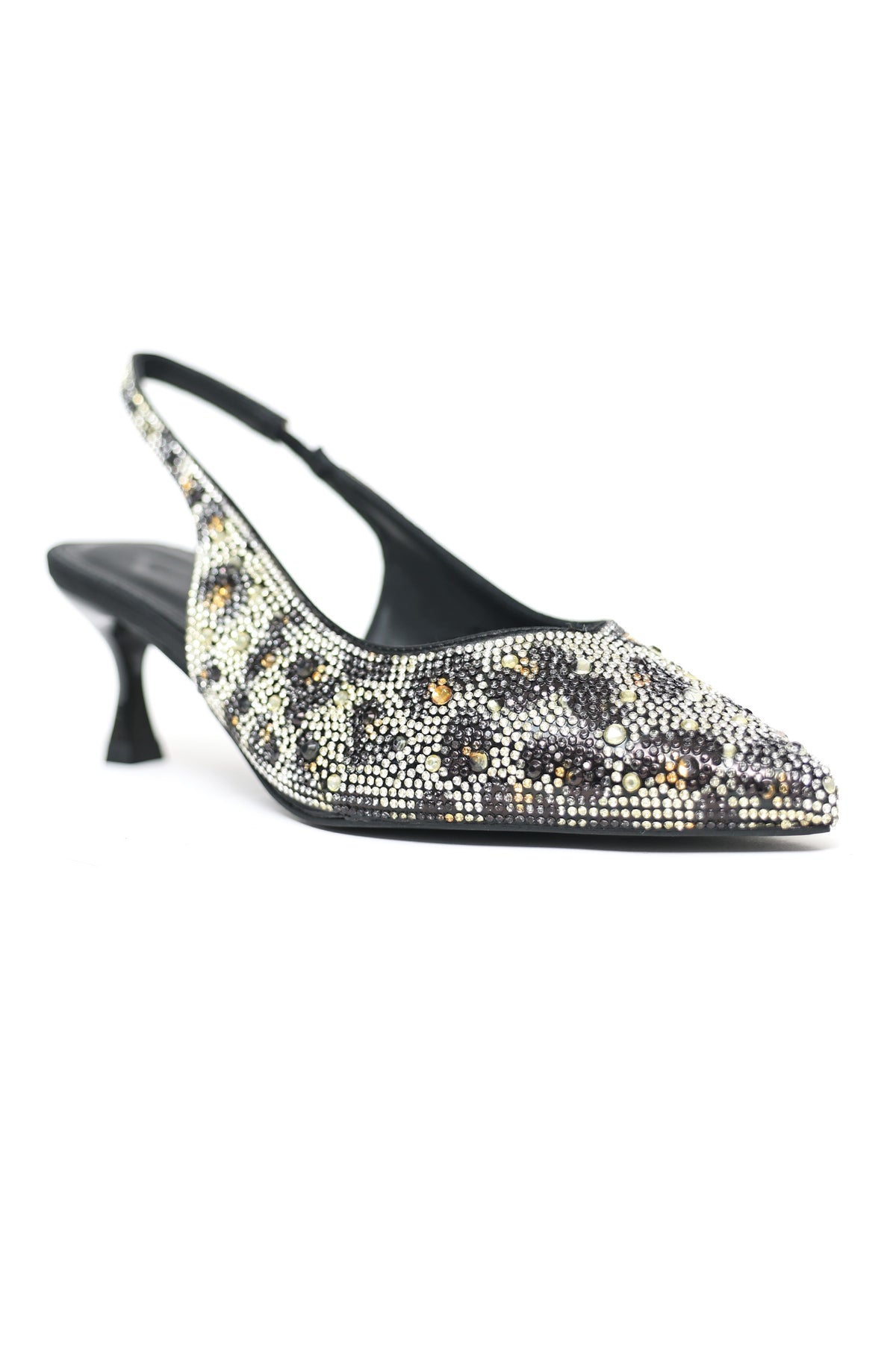 RHINESTONE SLINGBACK KITTEN HEELS-LEOPARD