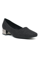 TEXTURED BLOCK HEEL PUMPS-BLACK