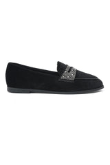 ELEGEANT RHINESTONE LOAFERS-BLACK