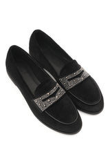 ELEGEANT RHINESTONE LOAFERS-BLACK