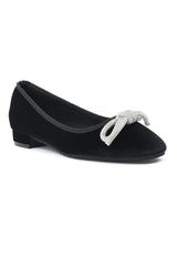 VELVET CRYSTAL KNOT FLATS-BLACK