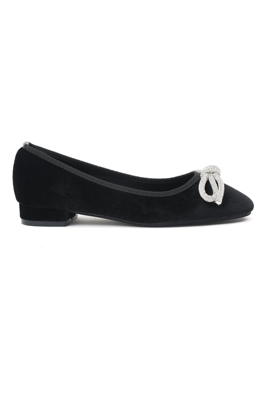 VELVET CRYSTAL KNOT FLATS-BLACK