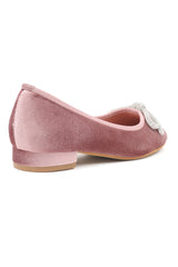 VELVET CRYSTAL KNOT FLATS-PINK