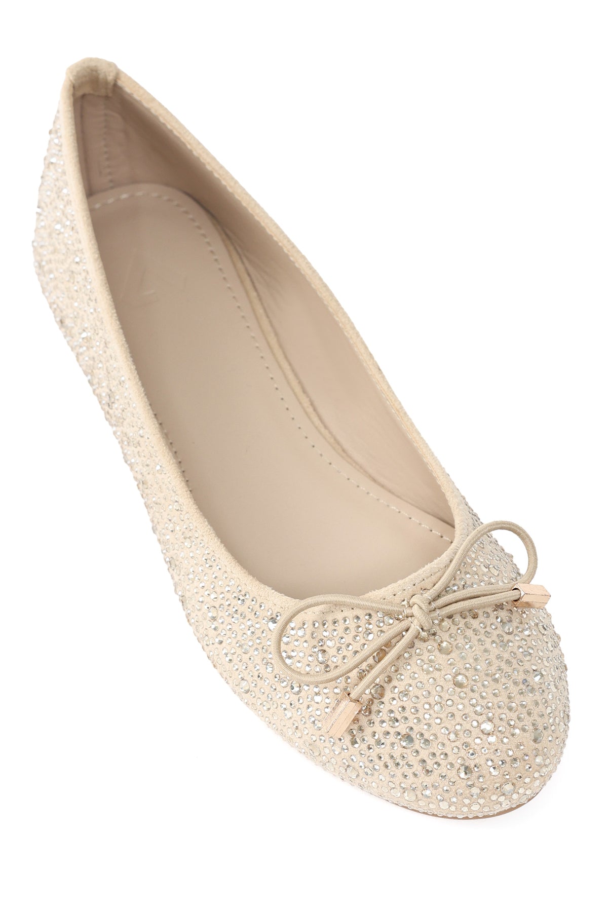 EMBELLISHED BALLET FLATS-BEIGE