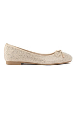 EMBELLISHED BALLET FLATS-BEIGE