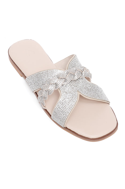 RADIANT CRYSTAL GLIDE SANDAL-BEIGE