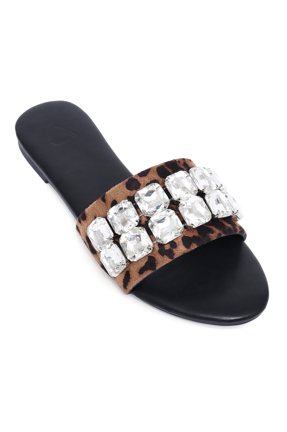 GLAM WILD LEOPARD EMBELLISHED SLIDE-LEOPARD