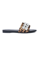 GLAM WILD LEOPARD EMBELLISHED SLIDE-LEOPARD