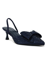 CRYSTAL BOW SLINGBACK-NAVY