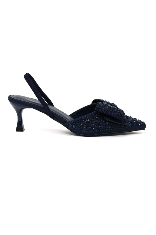 CRYSTAL BOW SLINGBACK-NAVY