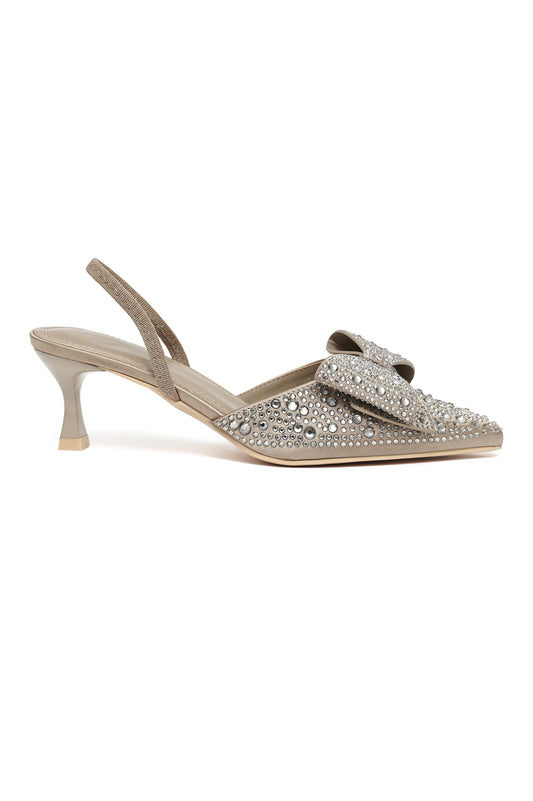 CRYSTAL BOW SLINGBACK-KHAKI