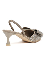 CRYSTAL BOW SLINGBACK-KHAKI