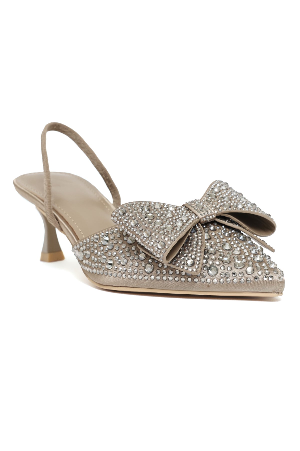 CRYSTAL BOW SLINGBACK-KHAKI