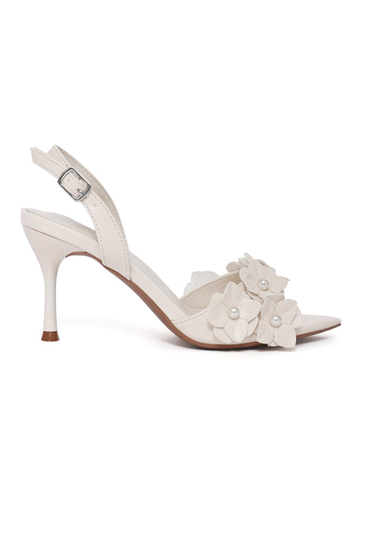 PEARL BLOOM SLINGBACK HEEL-OFFWHITE