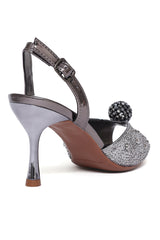 LUXE ORB EMBELLISHED HEEL-PEWTER