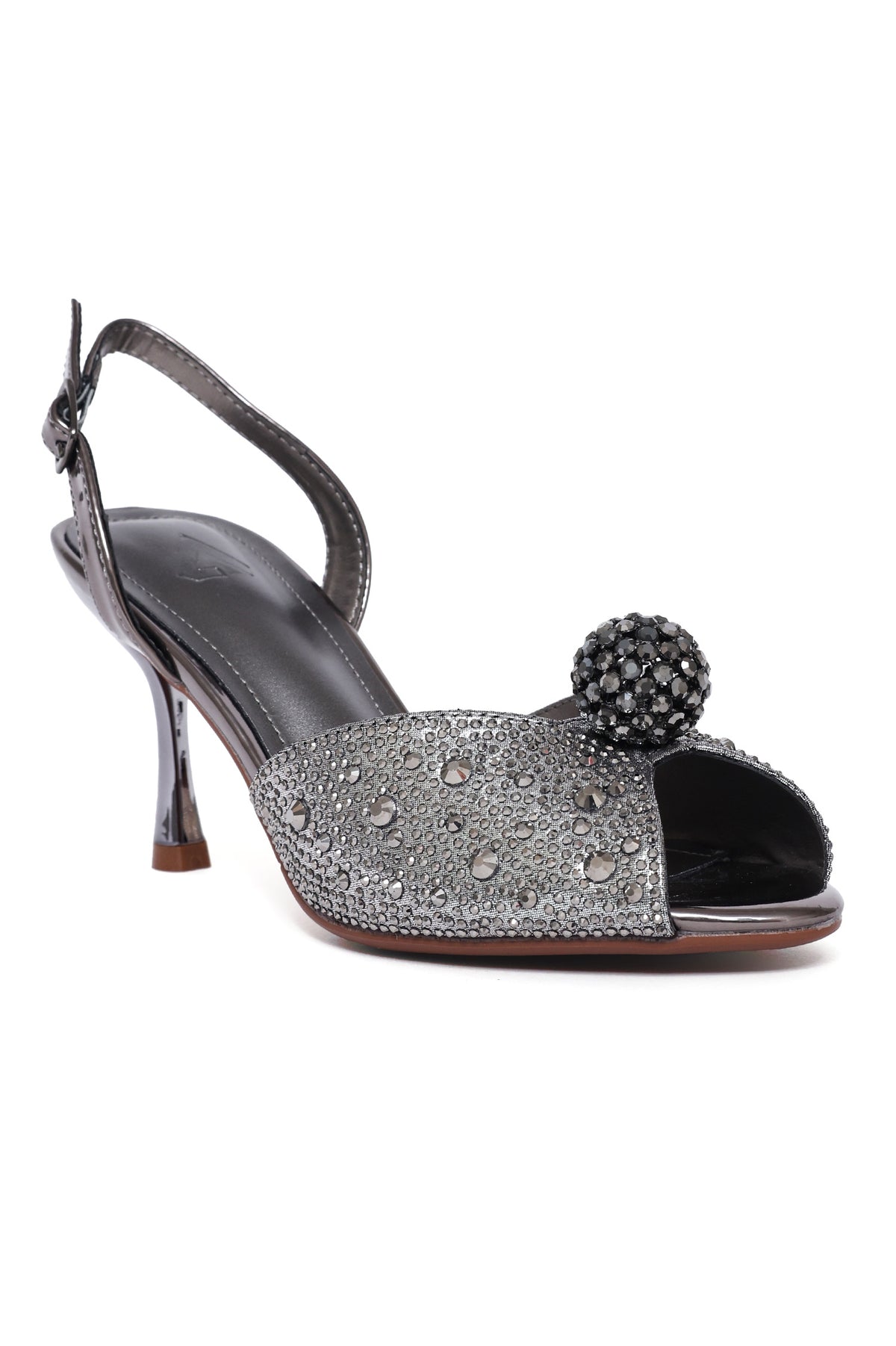 LUXE ORB EMBELLISHED HEEL-PEWTER