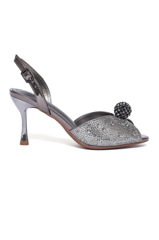 LUXE ORB EMBELLISHED HEEL-PEWTER