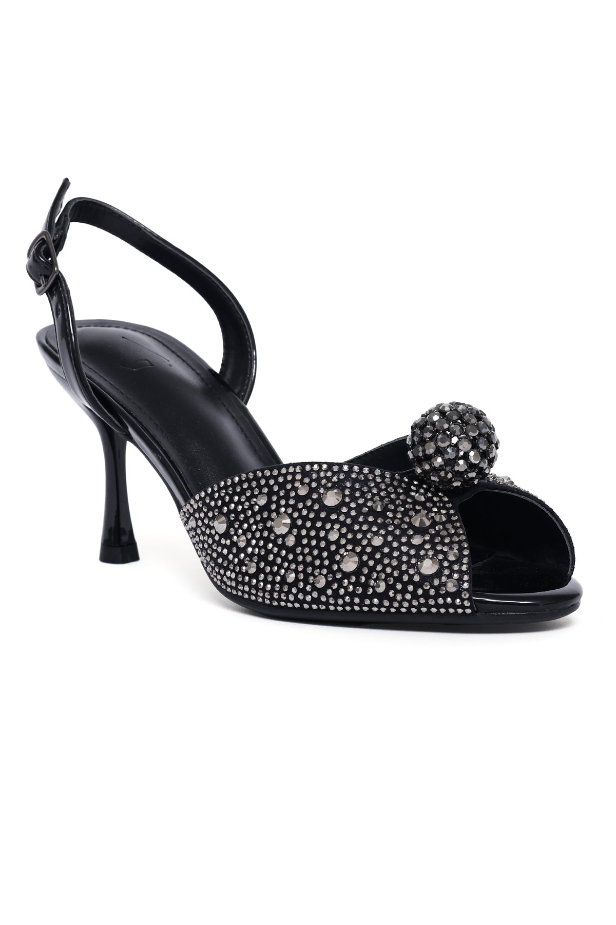 LUXE ORB EMBELLISHED HEEL-BLACK