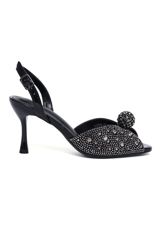 LUXE ORB EMBELLISHED HEEL-BLACK