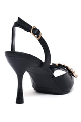 ELEGANCE BLOOM FLORAL HEEL-BLACK