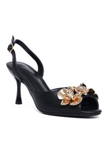 ELEGANCE BLOOM FLORAL HEEL-BLACK