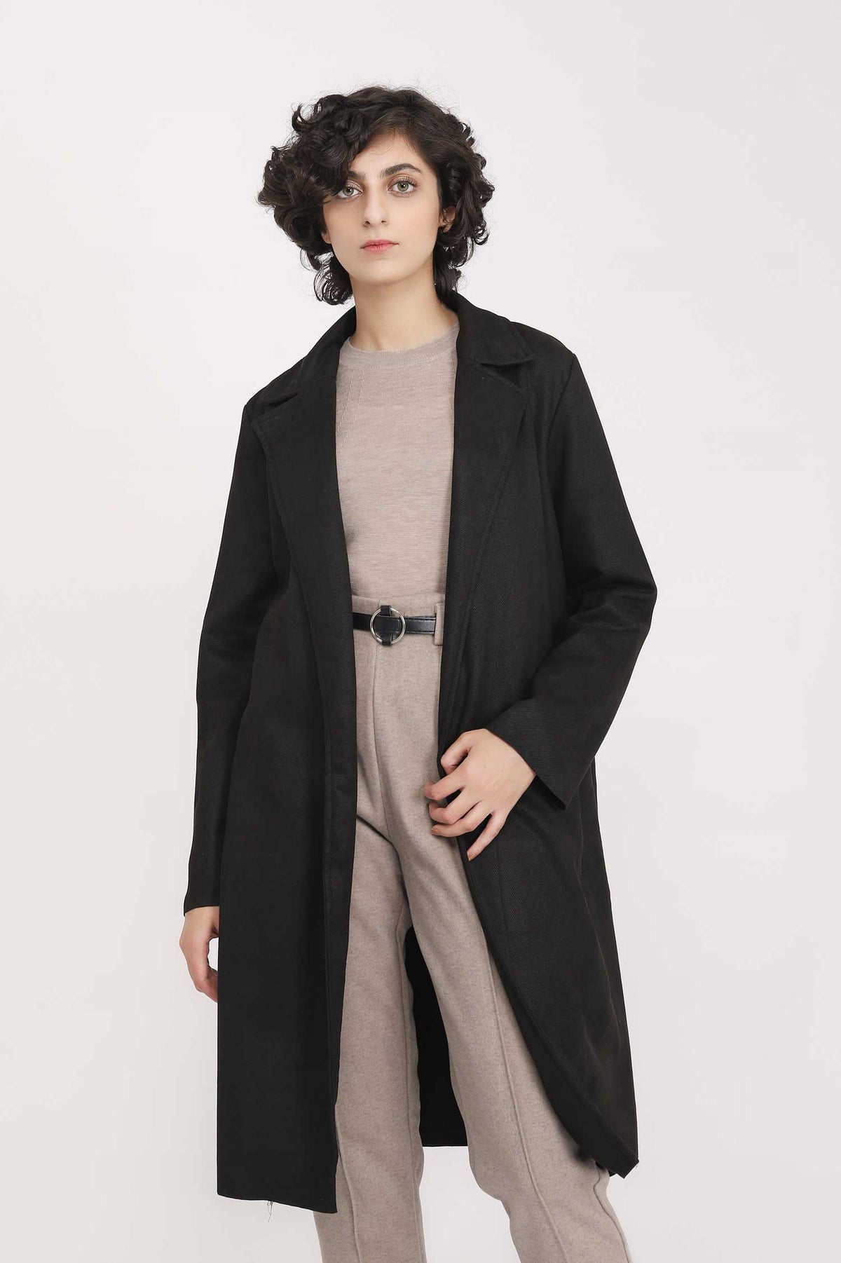 SUEDE OVERCOAT-BLACK