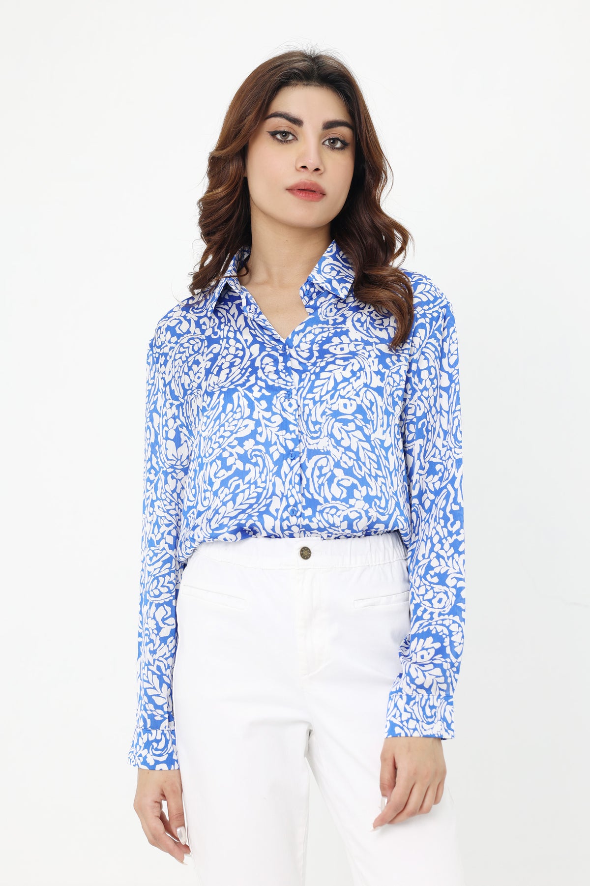 BLOSSOM ELEGANCE SHIRT-BLUE