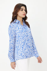 BLOSSOM ELEGANCE SHIRT-BLUE