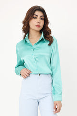 SATIN PETALS BLOUSE-GREEN