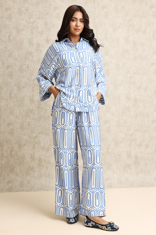 CHIC PRINTED LOUNGE SET-BLUE