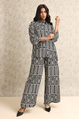 CHIC PRINTED LOUNGE SET-BLACK