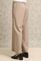 STRIPED WIDE-LEG PANTS-BEIGE