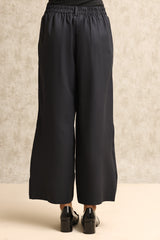 STRIPED WIDE-LEG PANTS-NAVY