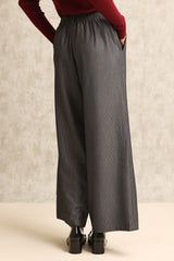 STRIPED WIDE-LEG PANTS-GREY