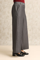 STRIPED WIDE-LEG PANTS-GREY