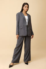 CLASSIC LAPEL TAILORED BLAZER-GREY