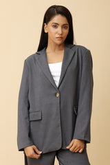 CLASSIC LAPEL TAILORED BLAZER-GREY