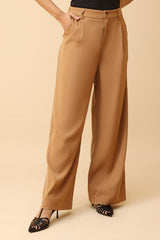 TAILORED RELAXED FIT PANTS-CAMEL