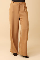 TAILORED RELAXED FIT PANTS-CAMEL