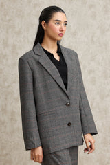 PLAID PERFECTION BLAZER-GREY