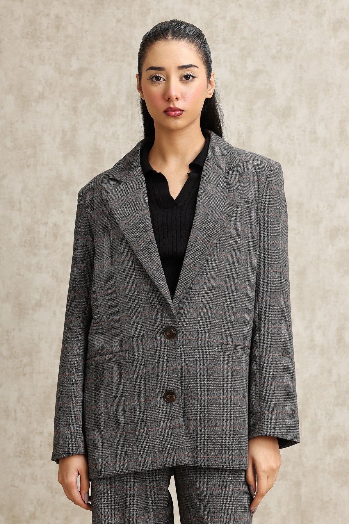 PLAID PERFECTION BLAZER-GREY