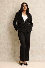 CLASSIC SUEDE TAILORED BLAZER-BLACK