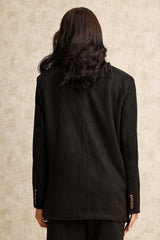 CLASSIC SUEDE TAILORED BLAZER-BLACK