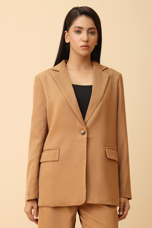 CLASSIC LAPEL TAILORED BLAZER-CAMEL