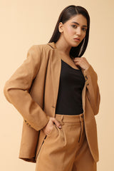 CLASSIC LAPEL TAILORED BLAZER-CAMEL